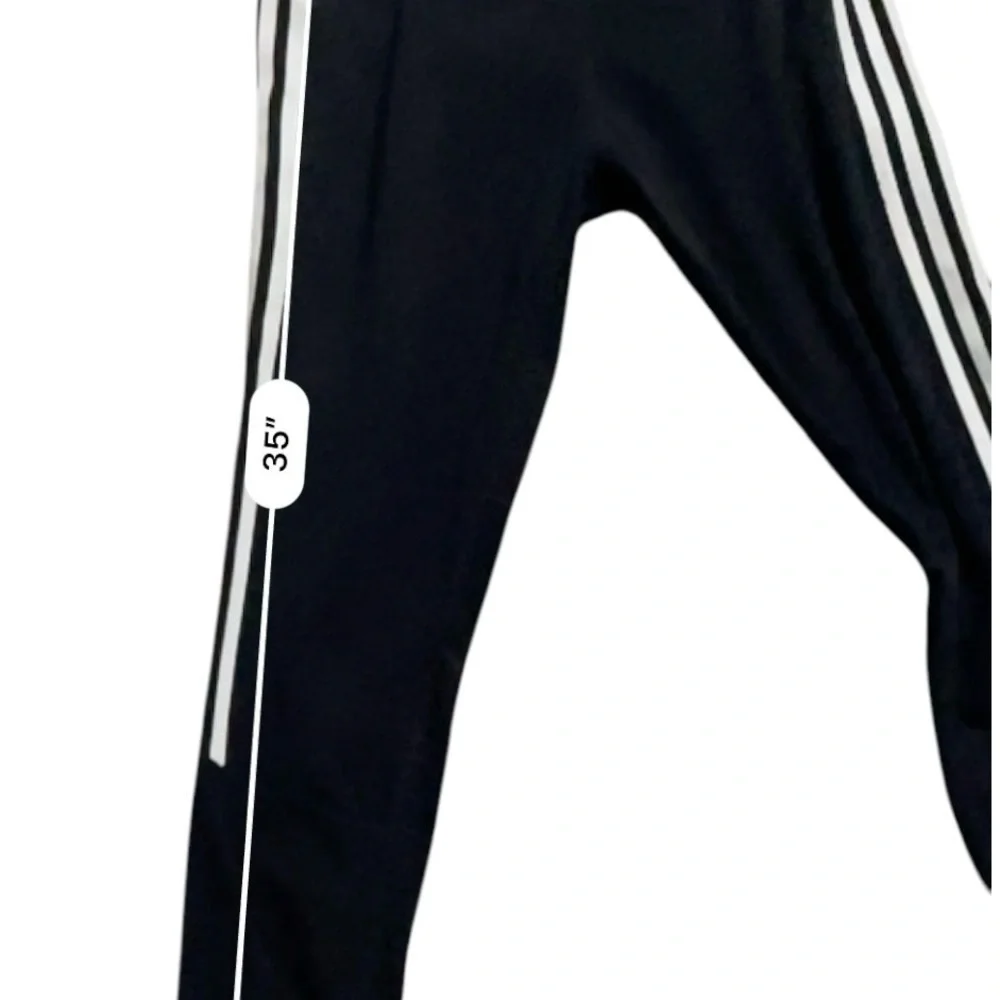 Adidas activewear yoga sports leggings black striped pocket wide waist Women M